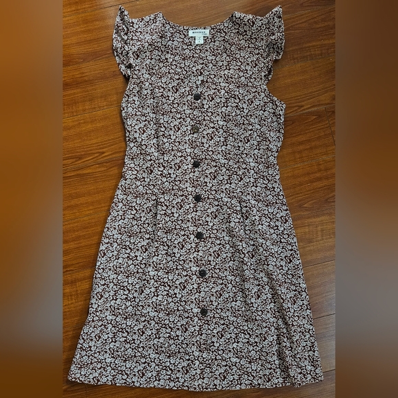 Monteau Dresses & Skirts - Floral Button-Down Dress Sundress Brown Flowers Sundress Flowy Boho Dress Large